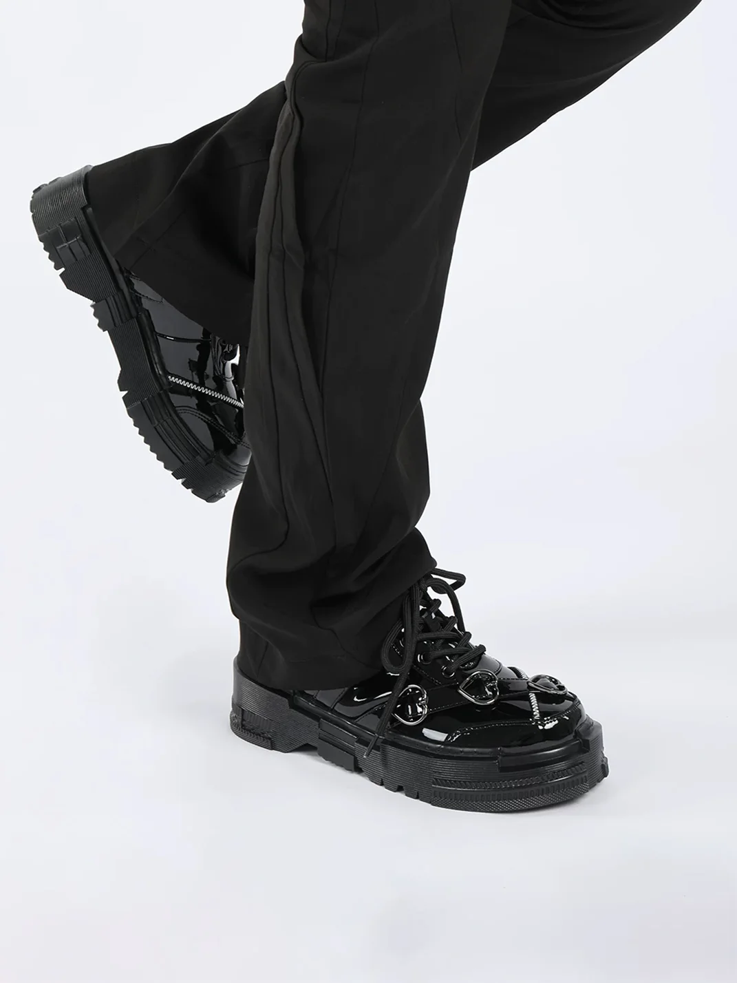 EMYLD | Black Heart Platform Leather Shoes