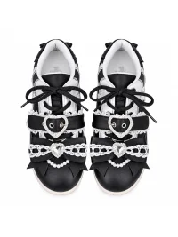 Transfer Student | Lace-Up Rhinestone Bow Low-Heel Sneakers