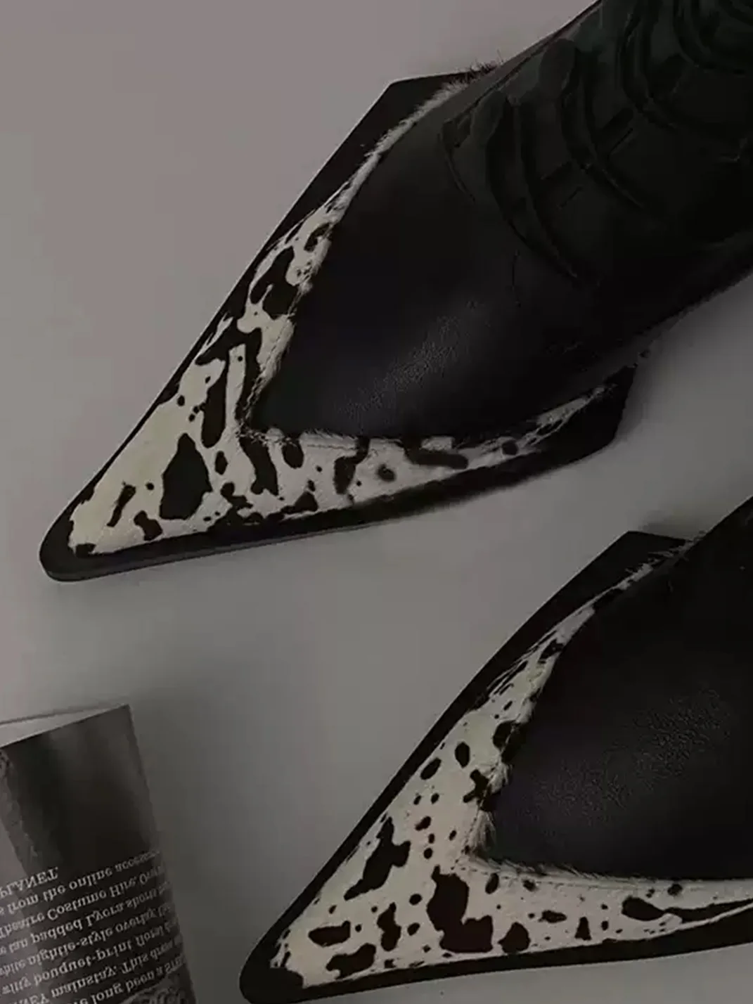Angel | Pointed Toe Colorblock Side Zip Ankle Boots