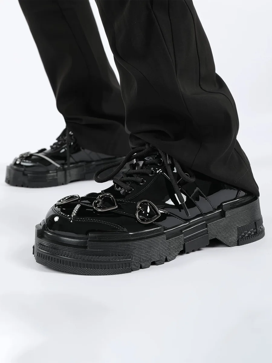 EMYLD | Black Heart Platform Leather Shoes - 2