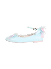 Concept Neun | Round Toe Bow Feather Ballet Flats
