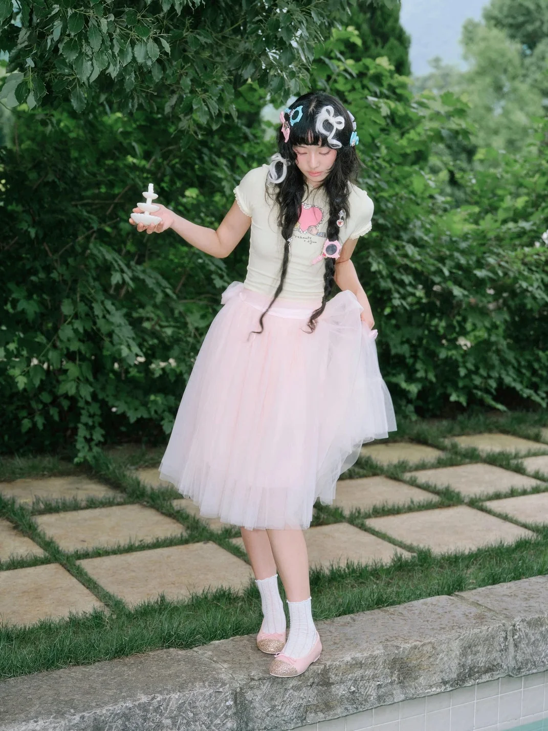 Concept Neun | Pink Sequin Round Toe Ballet Flats