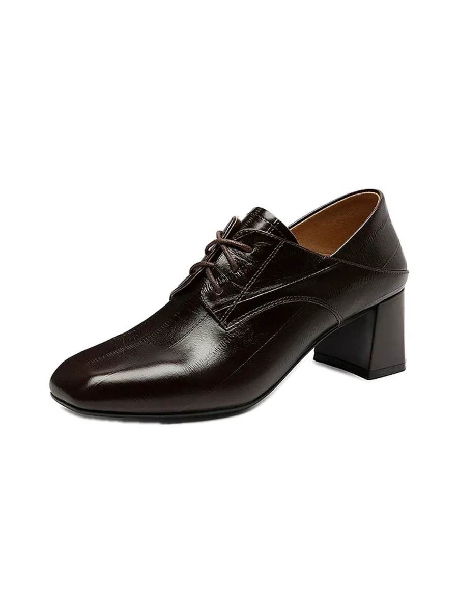 C.BANNER | Square Toe Block Heel Lace-Up Shoes - 2