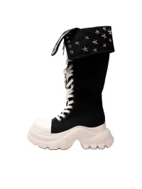 PINJIAHUI | Punk Platform Tall Canvas Boots