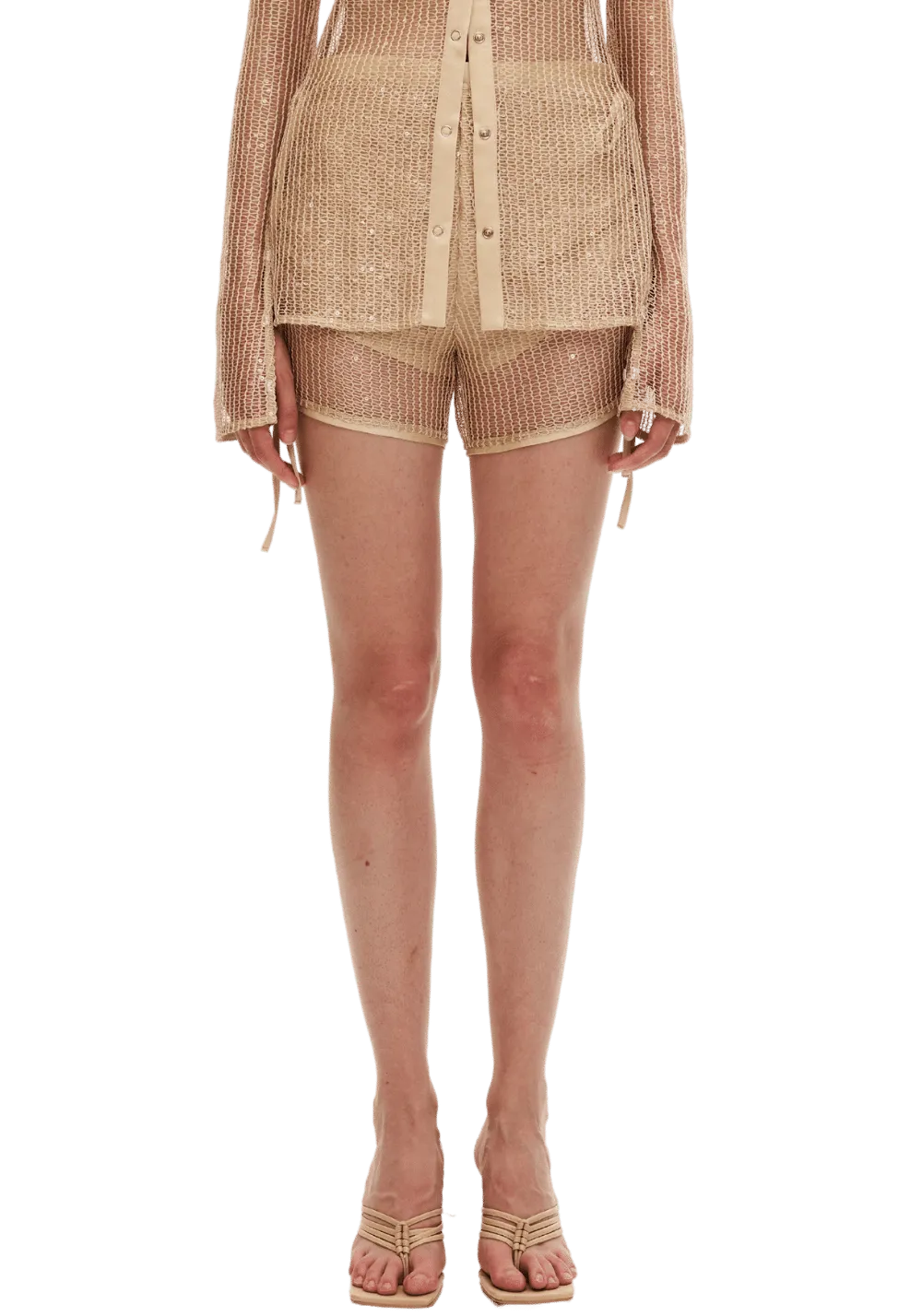 Sequin Knitted Double Layer Patchwork Shorts
