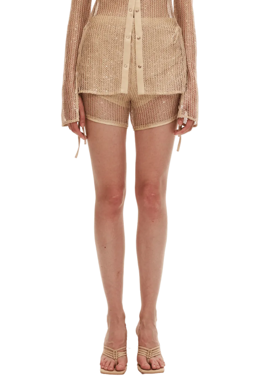 Sequin Knitted Double Layer Patchwork Shorts - 2