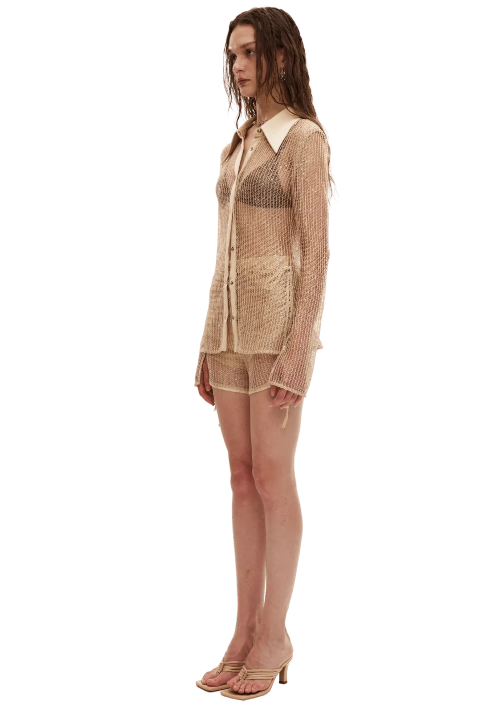 Sequin Knitted Double Layer Patchwork Shorts
