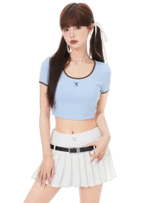 Short Cropped U-Neck T-Shirt