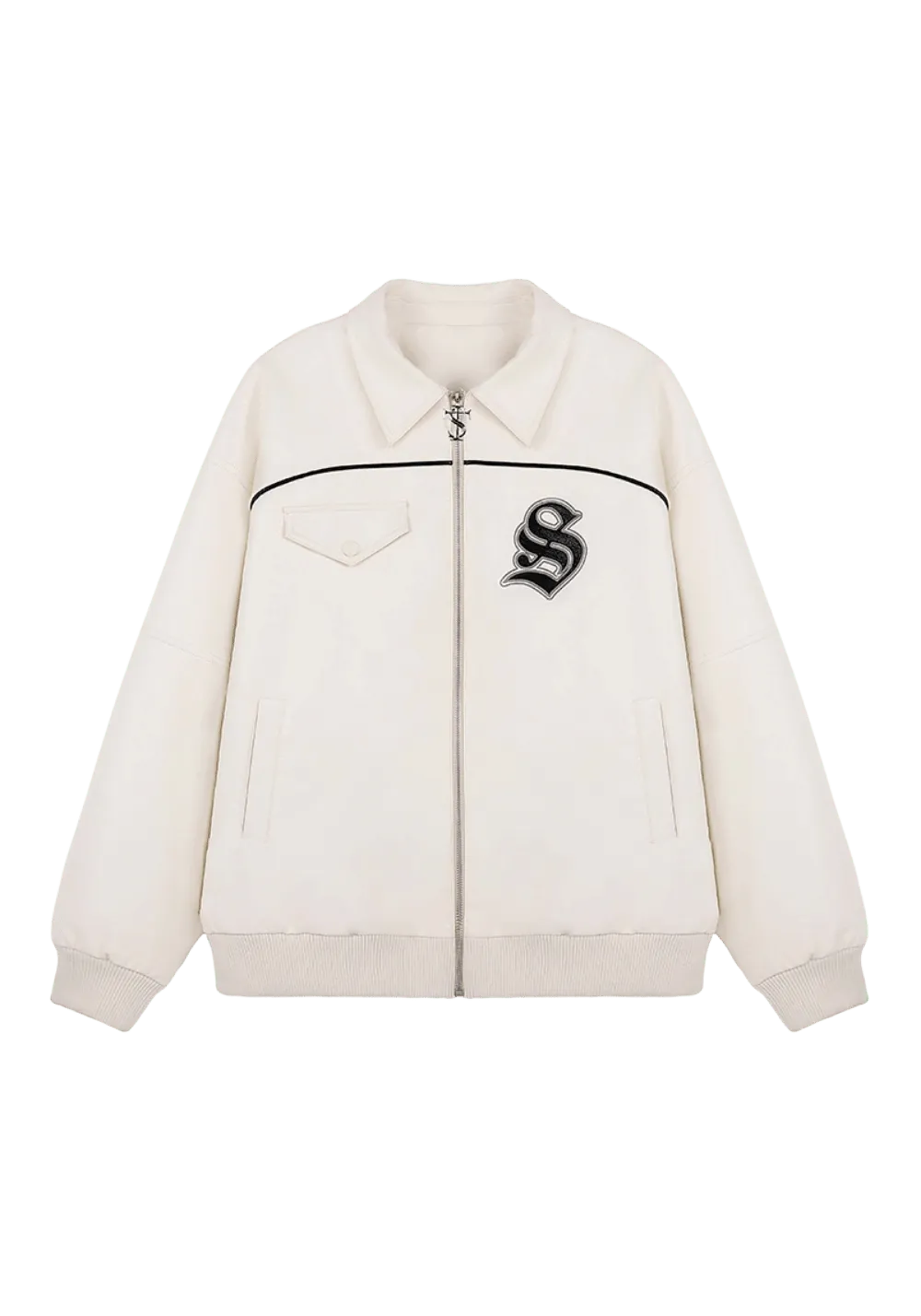 NESA Embroidered Faux Leather Jacket