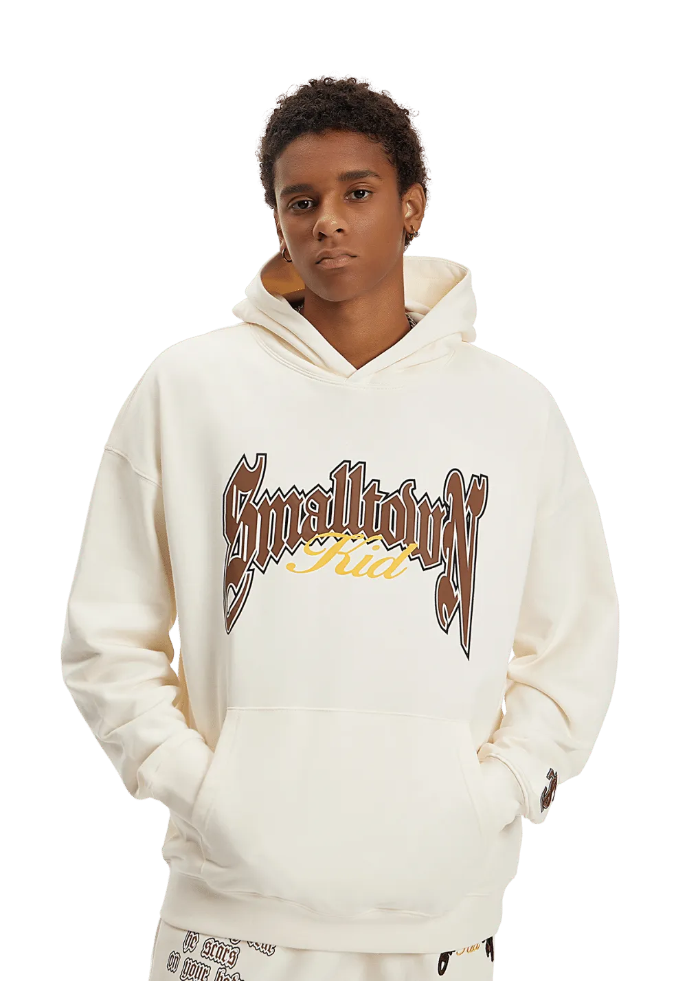 Logo Curved Print Hoodie