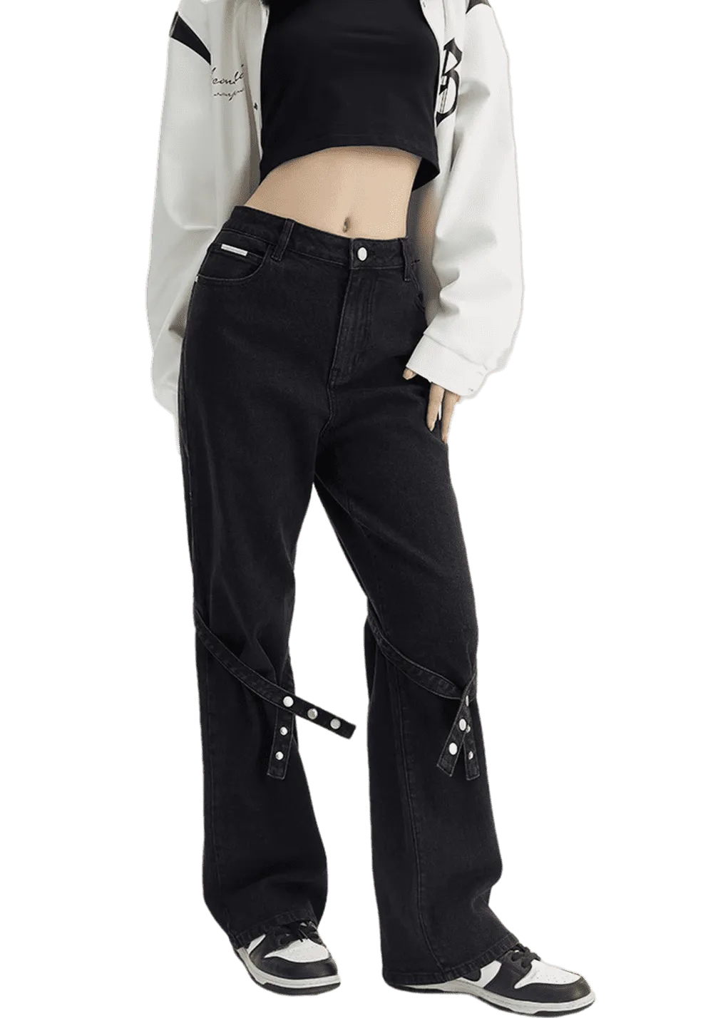 CLEARANCE丨Straight High Street Lace Up Jeans