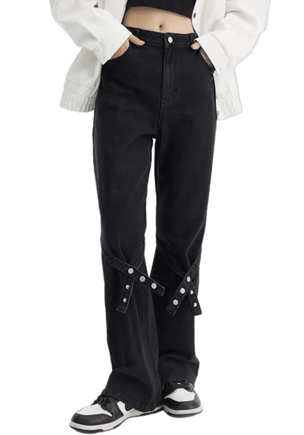 CLEARANCE丨Straight High Street Lace Up Jeans