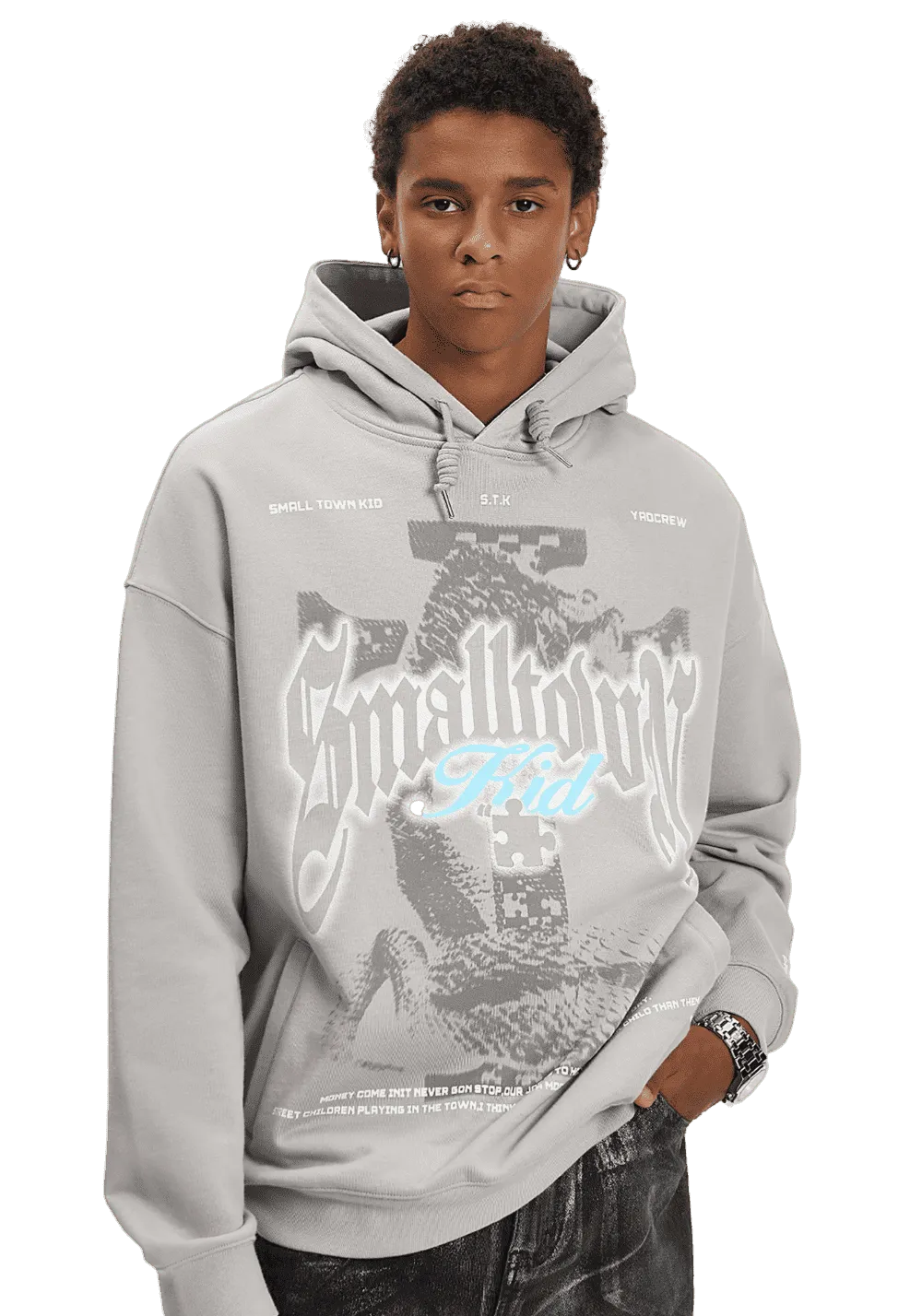 Small Town Kid丨Retro Anaconda Print Hoodie