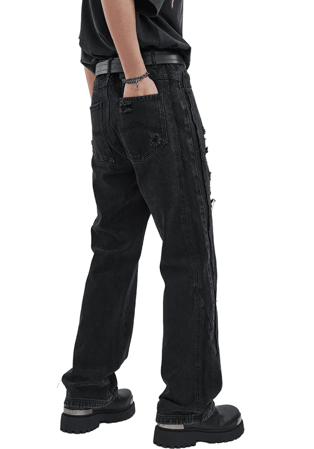 Patchwork Raw Edge Jeans