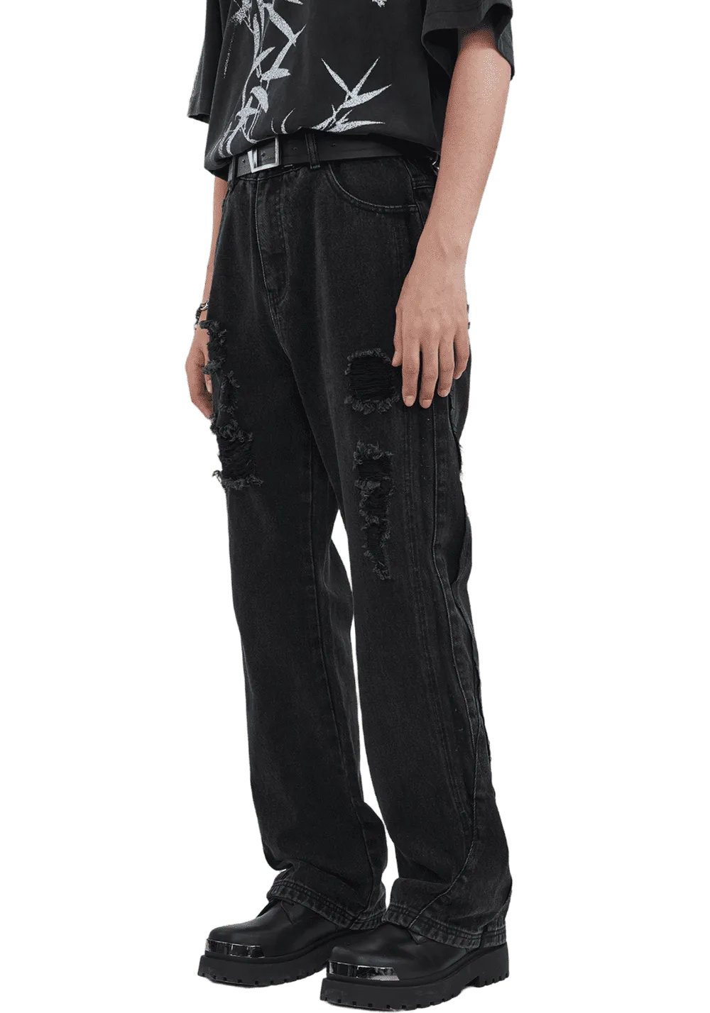 Patchwork Raw Edge Jeans