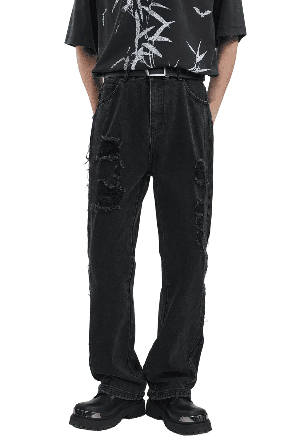 Patchwork Raw Edge Jeans
