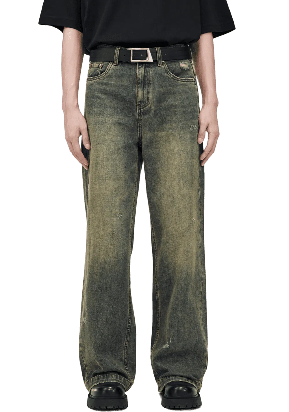 Yellow Mud Distressed Jeans