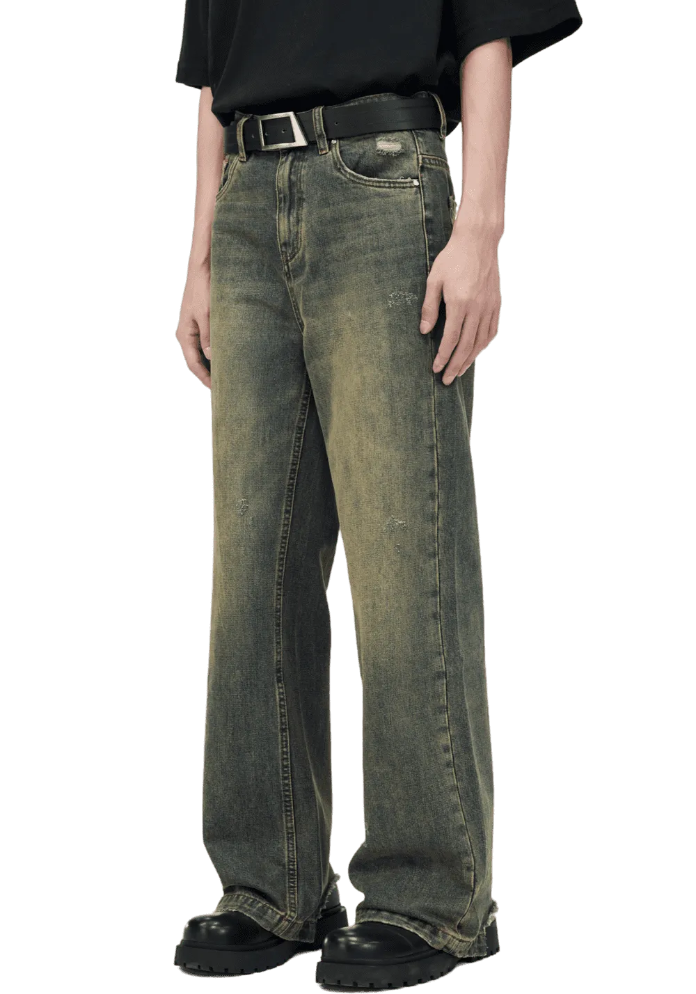 Yellow Mud Distressed Jeans