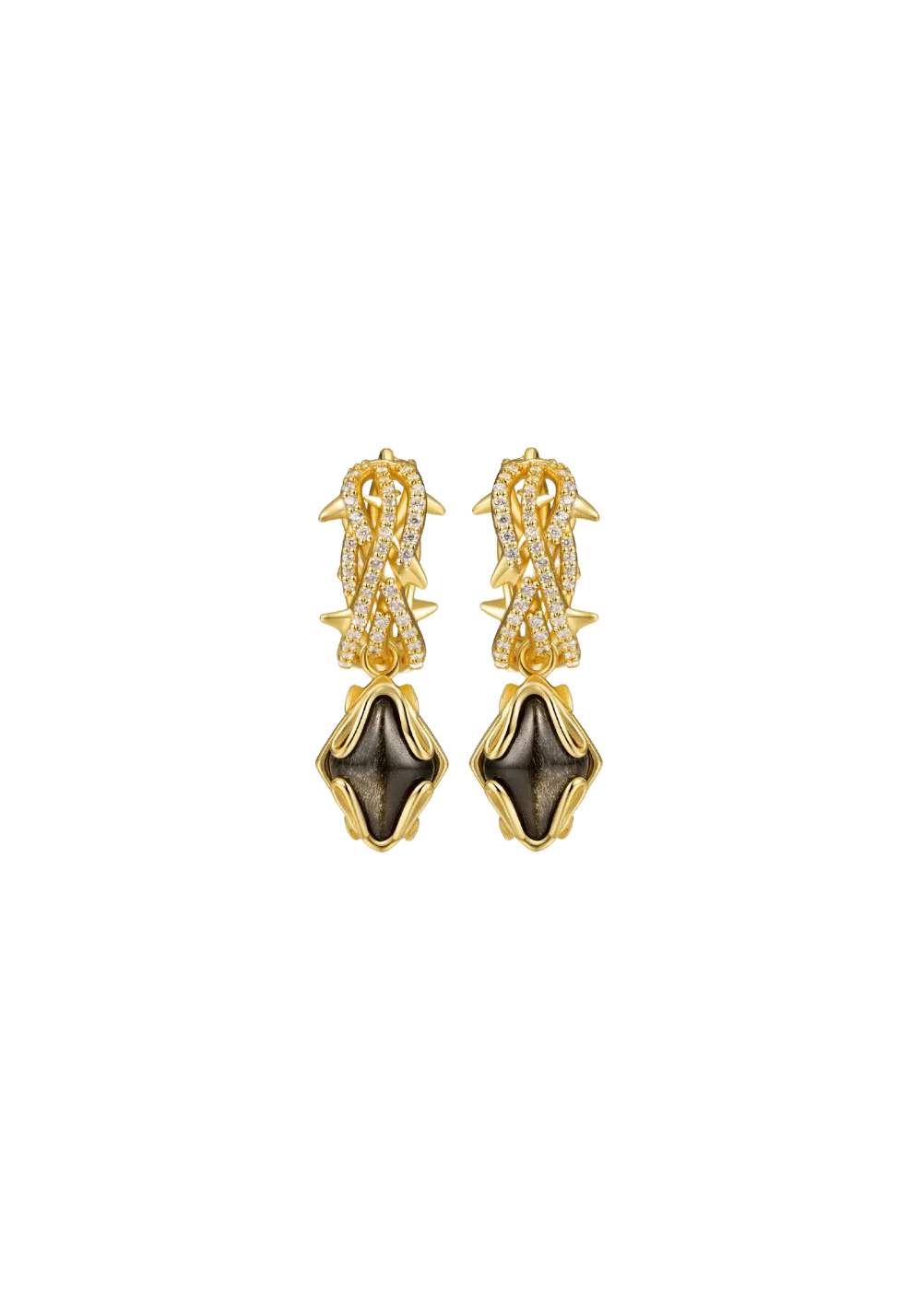 Black Phoenix Obsidian Earrings