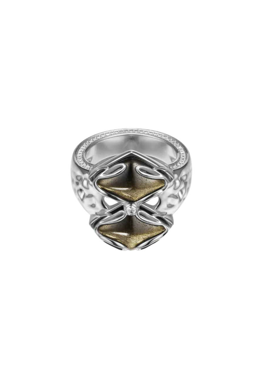 Black Phoenix Dual Obsidian Ring - 3