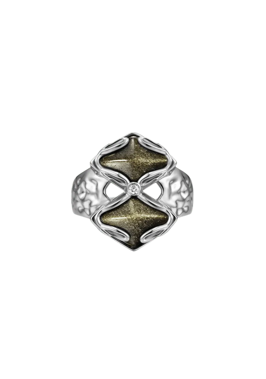 Black Phoenix Dual Obsidian Ring - 2