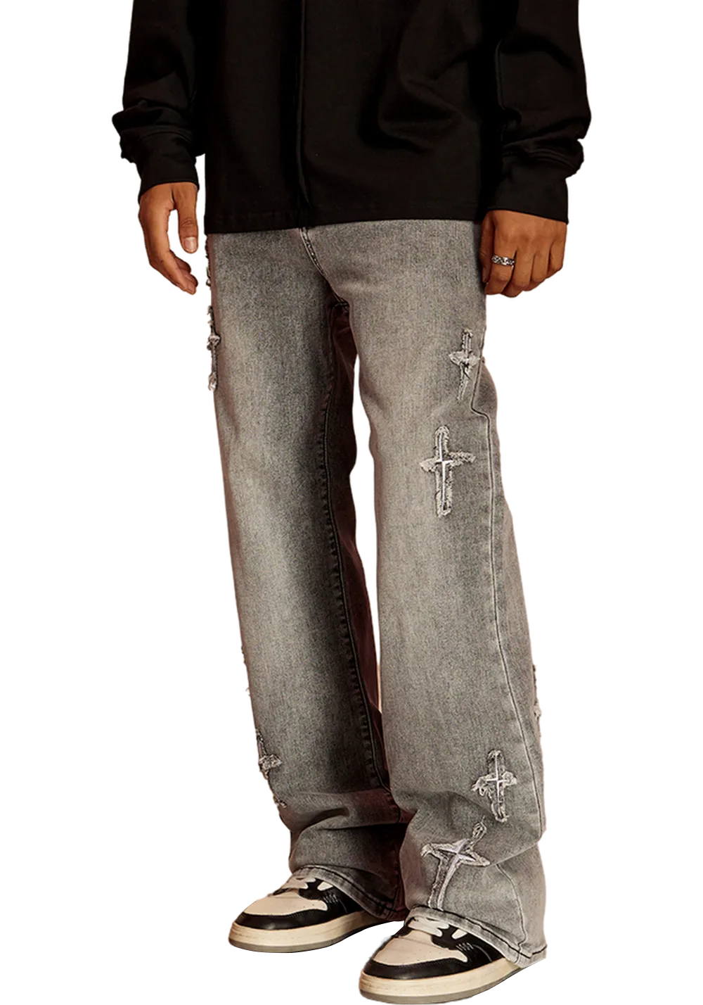 CLEARANCE丨Cross Star Distressed Jeans