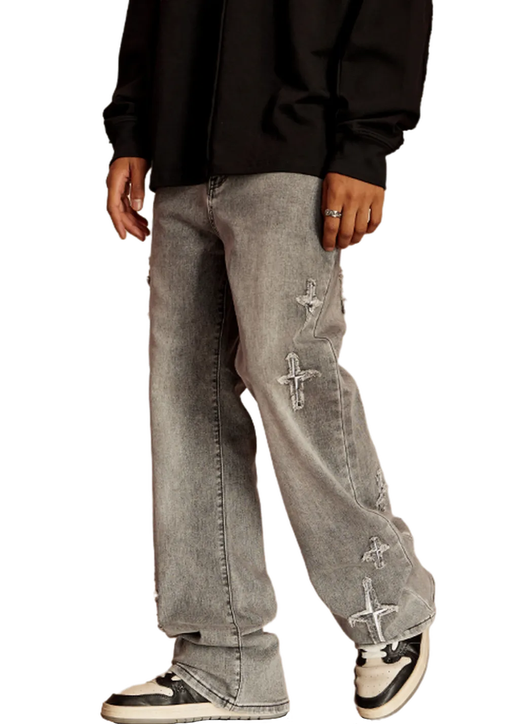 CLEARANCE丨Cross Star Distressed Jeans