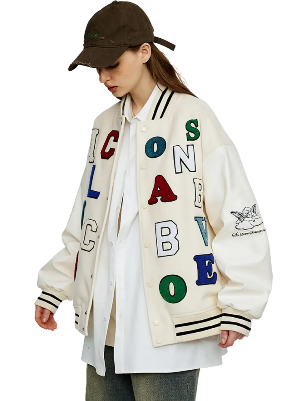 CLEARANCE丨Colorful Letters Varsity Jacket - 4