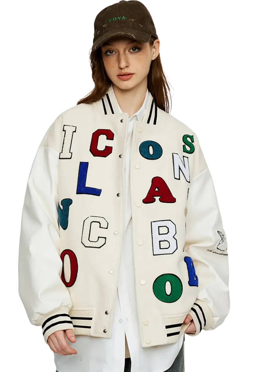 CLEARANCE丨Colorful Letters Varsity Jacket - 2