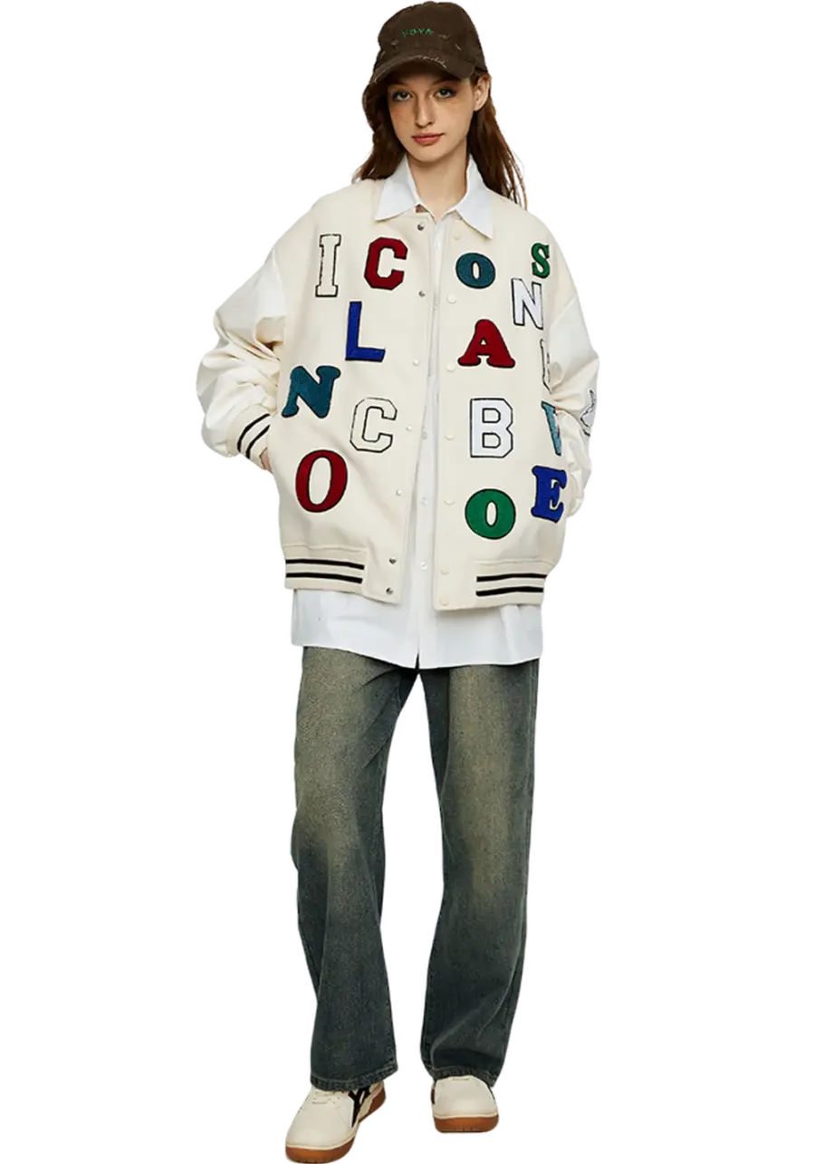 CLEARANCE丨Colorful Letters Varsity Jacket - 3