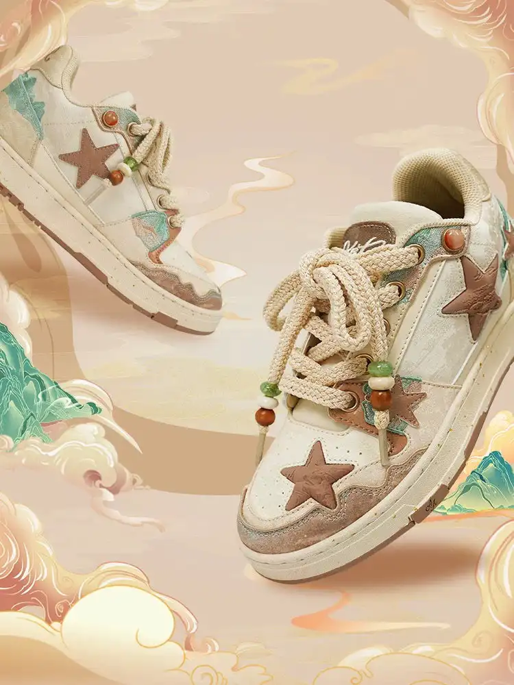 KAALIXTO丨Retro Star Sneakers-Blue And White Porcelain