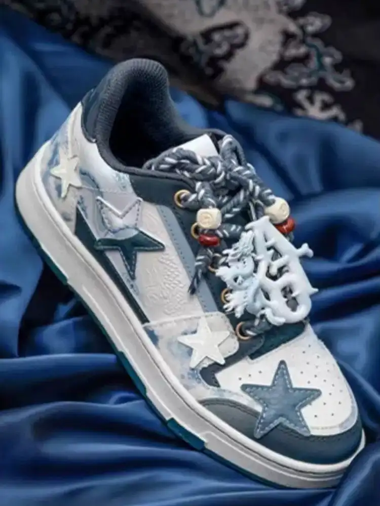 KAALIXTO丨Retro Star Sneakers-Blue And White Porcelain