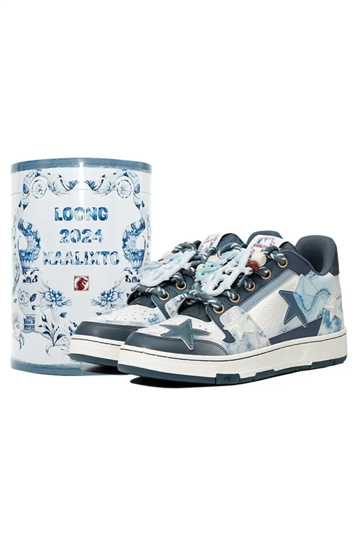 KAALIXTO丨Retro Star Sneakers-Blue And White Porcelain