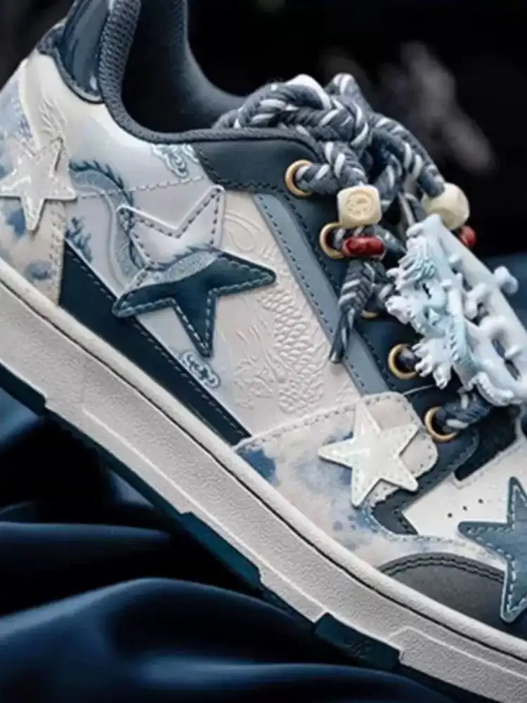 KAALIXTO丨Retro Star Sneakers-Blue And White Porcelain