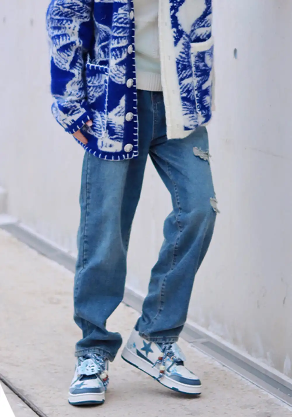 KAALIXTO丨Retro Star Sneakers-Blue And White Porcelain