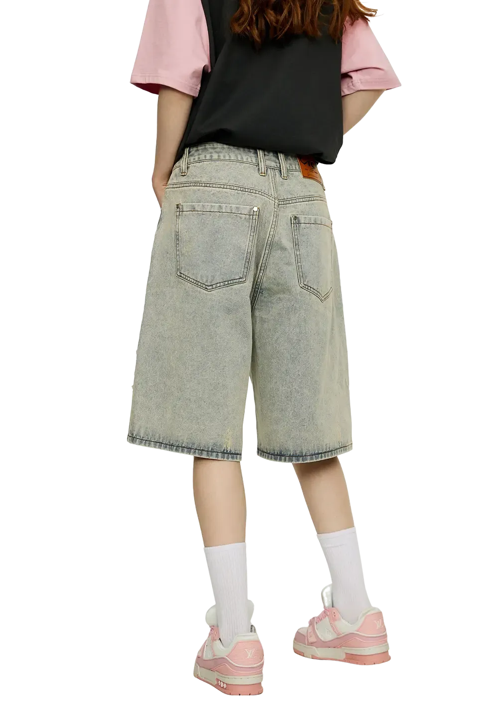 CLEARANCE丨Patchwork Cross Star Embroidered Denim Shorts