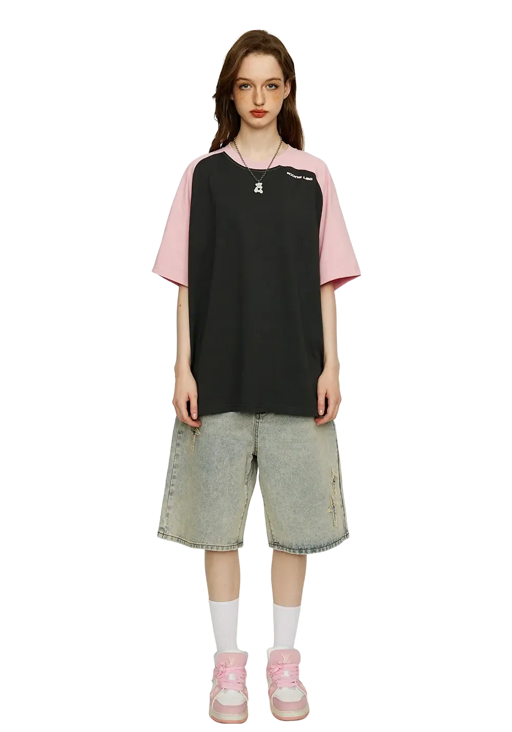 CLEARANCE丨Patchwork Cross Star Embroidered Denim Shorts