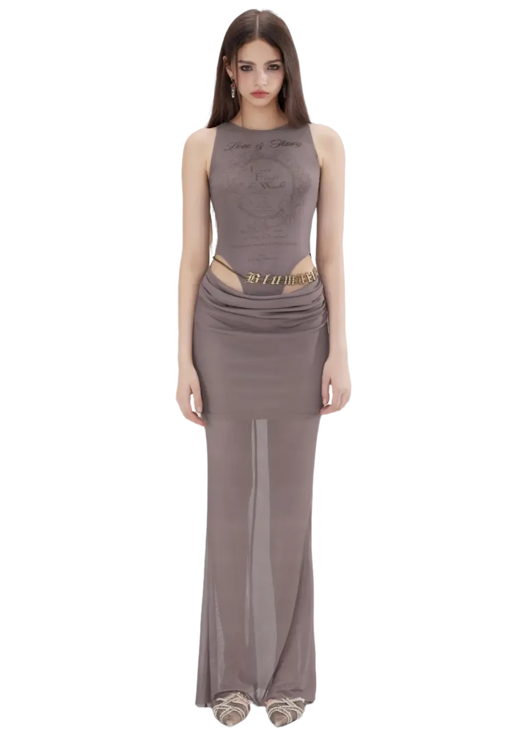Hollow See-Through Mesh Hip Wrap Dress