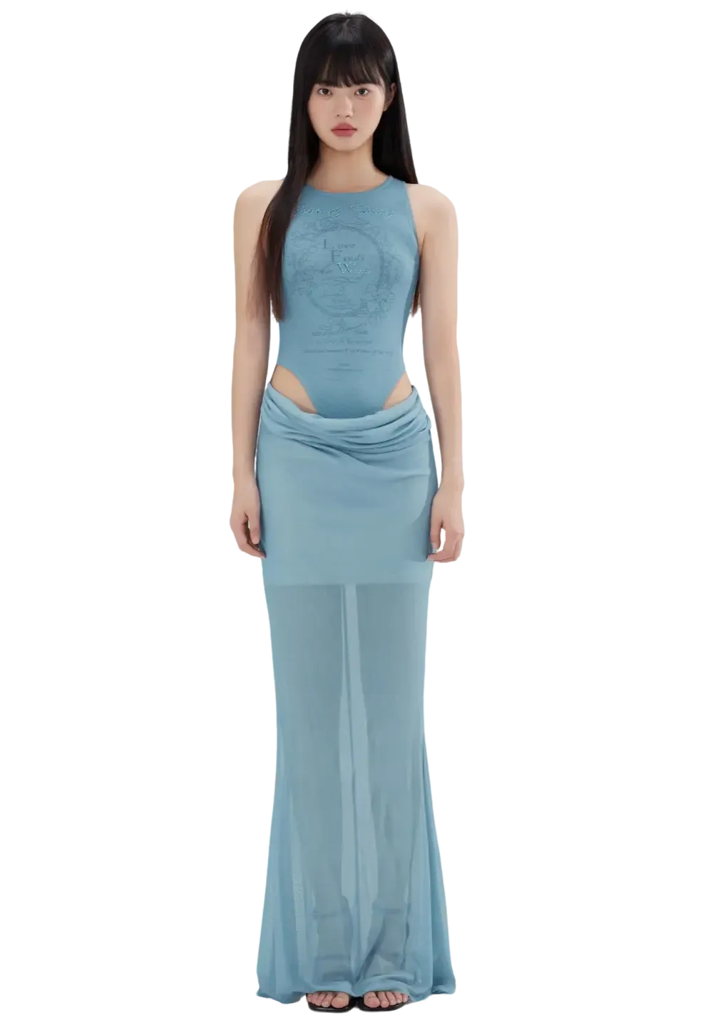 Hollow See-Through Mesh Hip Wrap Dress