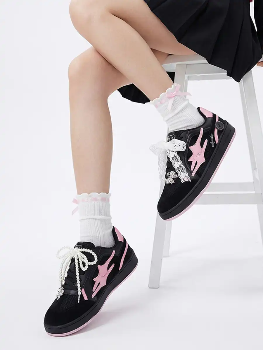 KILLWINNER丨Retro Training Sneaker-Black Pink Bow - 3