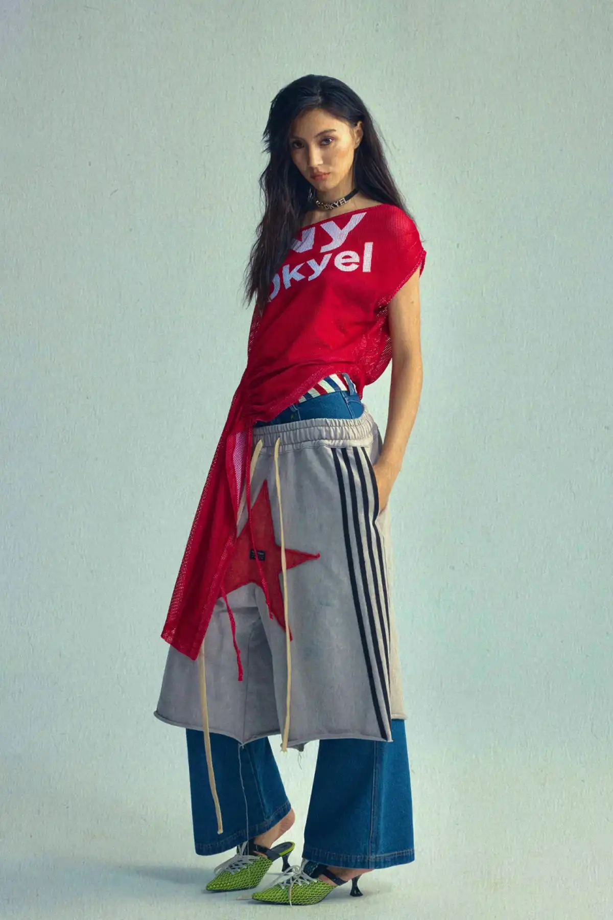 Asym Print Drawstring Tee