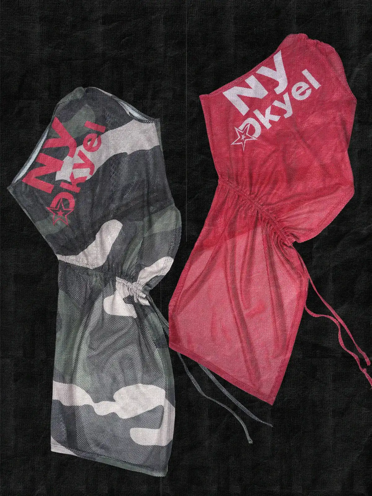 Asym Print Drawstring Tee