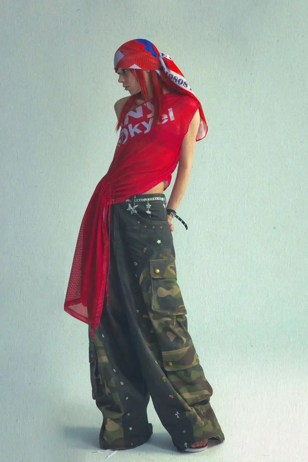 Asym Print Drawstring Tee