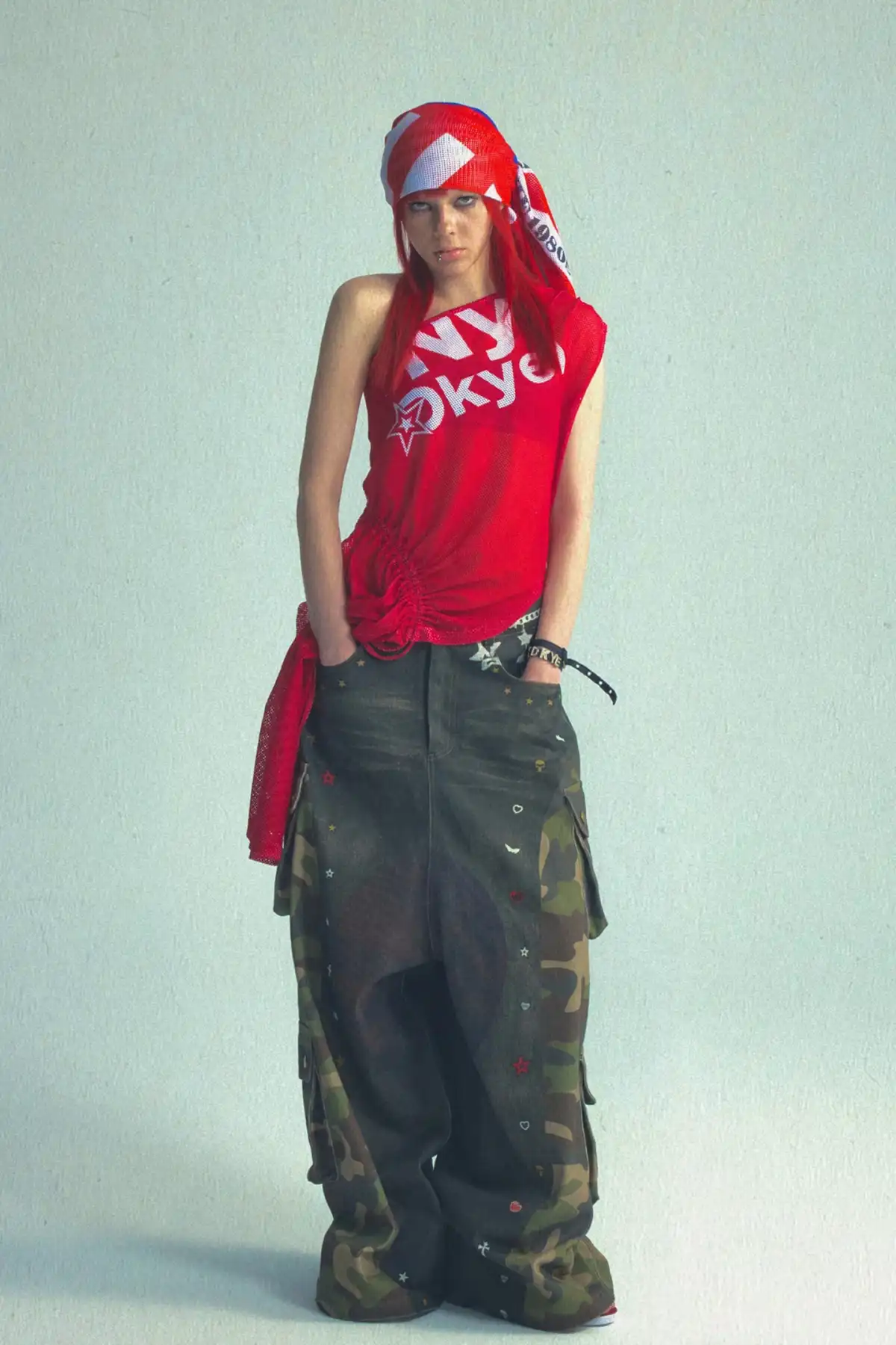 Asym Print Drawstring Tee