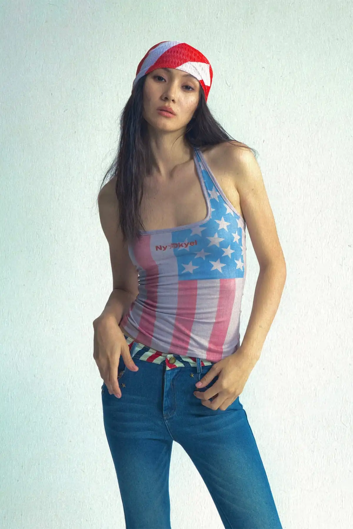 Oversized Flag Mesh Convertible Bandeau Scarf