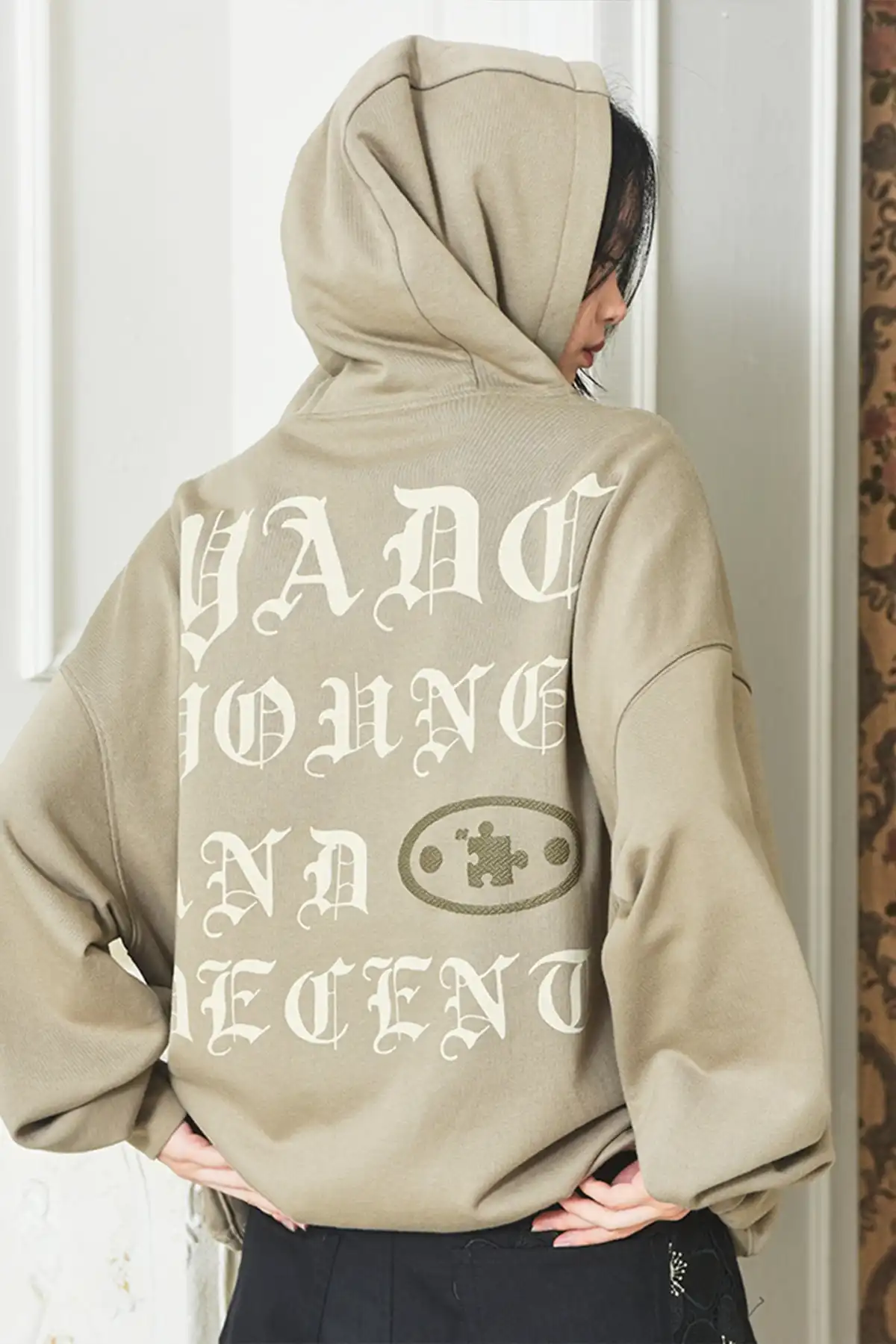YADcrew | Gothic Hole Hooded Hip-hop Pocket Versatile Sweatshirt