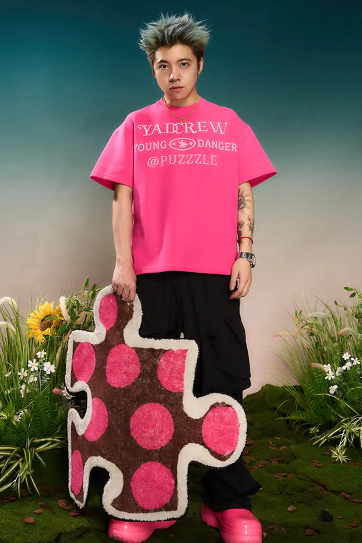 YADcrew | Pearl Typography Short-Sleeved T-shirt