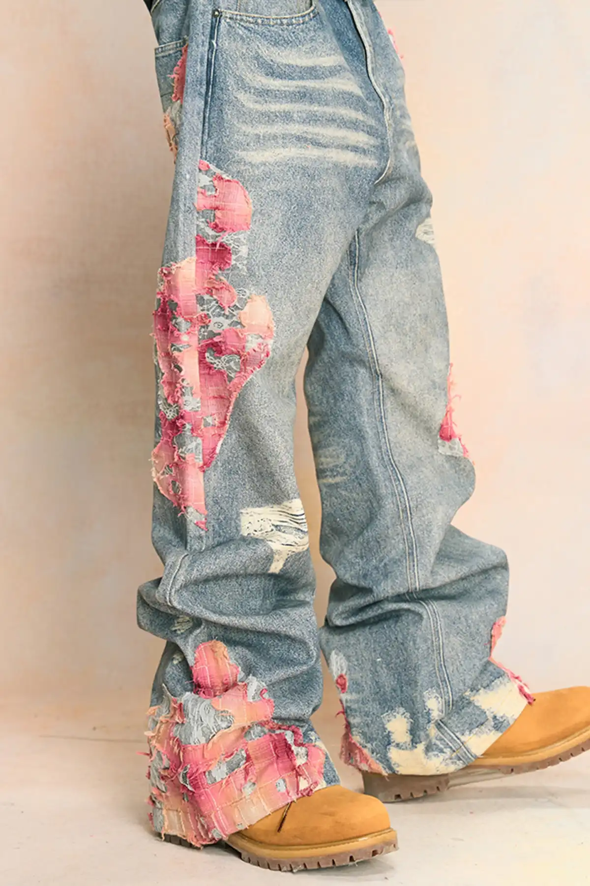 YADcrew | Sunset Cloud Lace Print Jeans