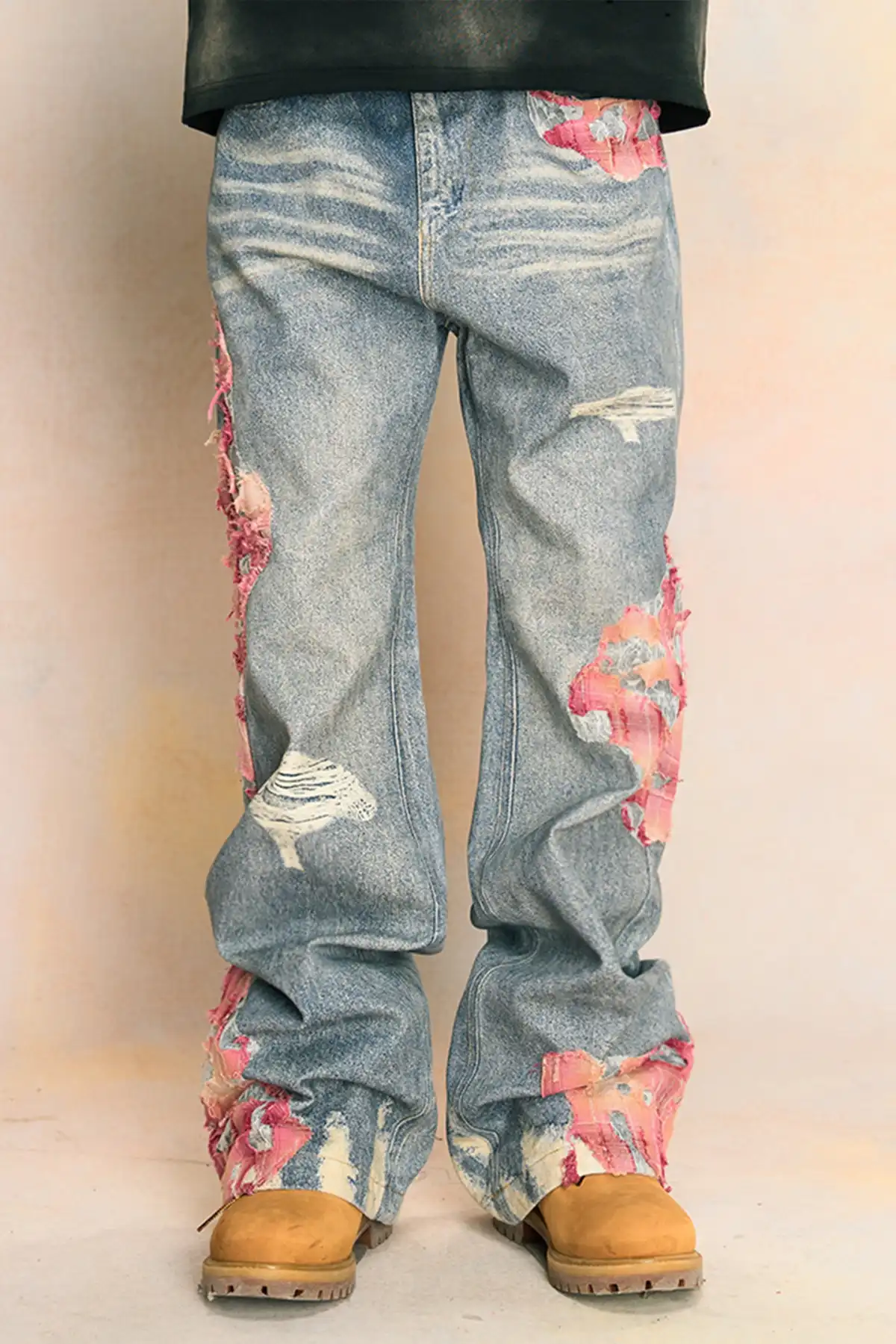 YADcrew | Sunset Cloud Lace Print Jeans