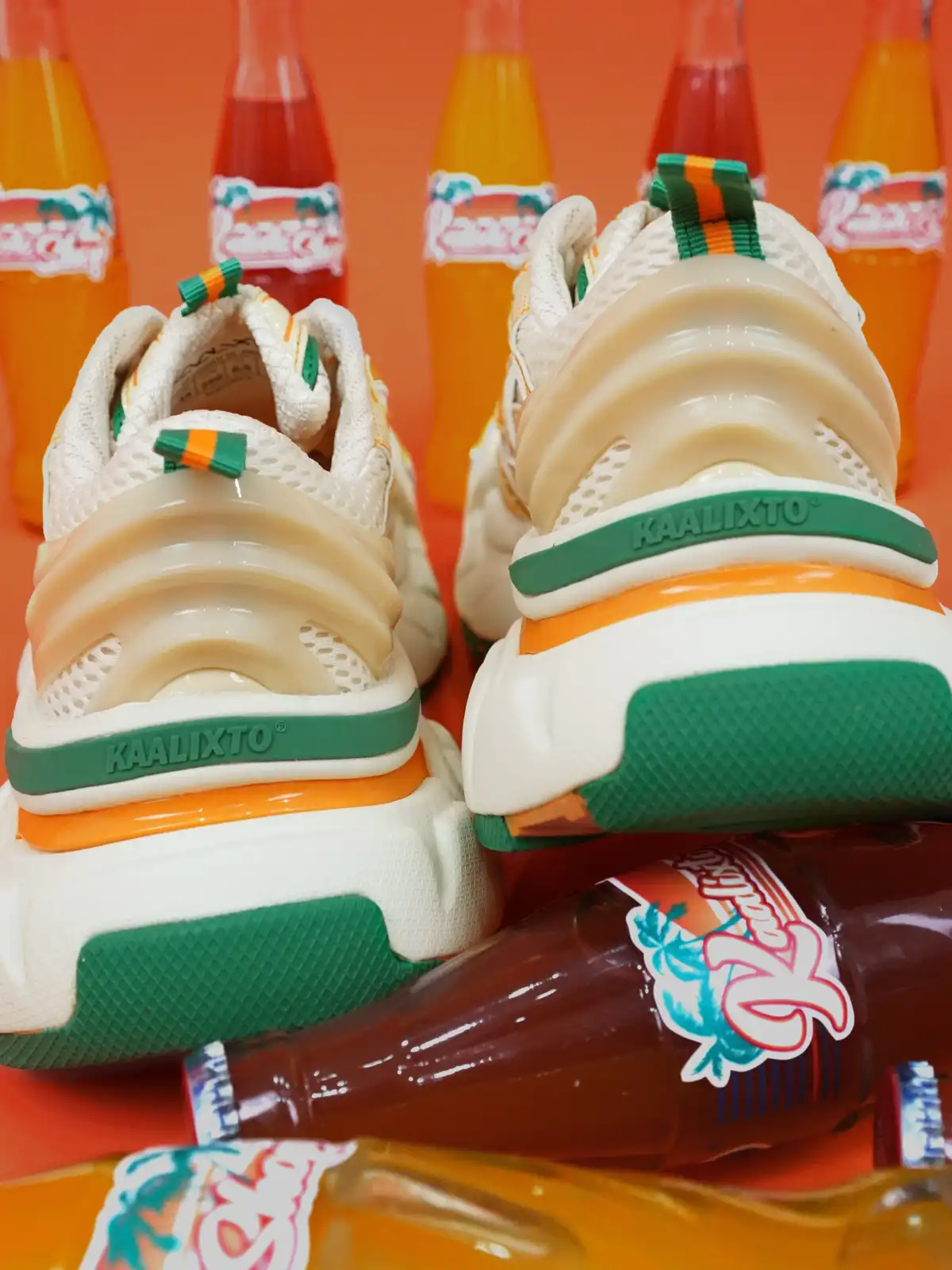 KAALIXTO丨Beige And Orange Color Matching Casual Breathable Dad Shoes